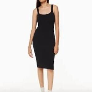 Wilfred Free Ribbed Knit Sleeveless Scoop Bodycon Tank Dress Black Women's Large